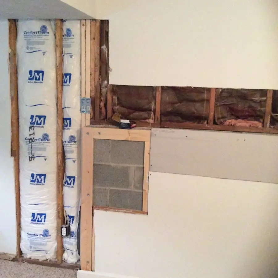 Wall insulation replacement during Basement Flood Cleanup in Clayton